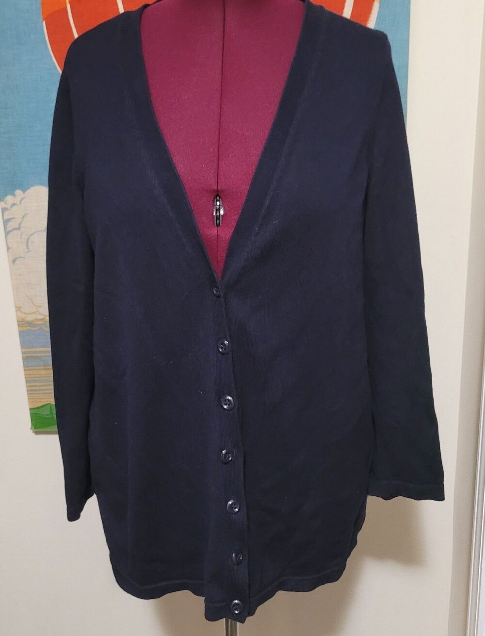 Talbots Cardigan Sweater Blue Women's Size 1X Cotton Blend Button Down Boyfriend